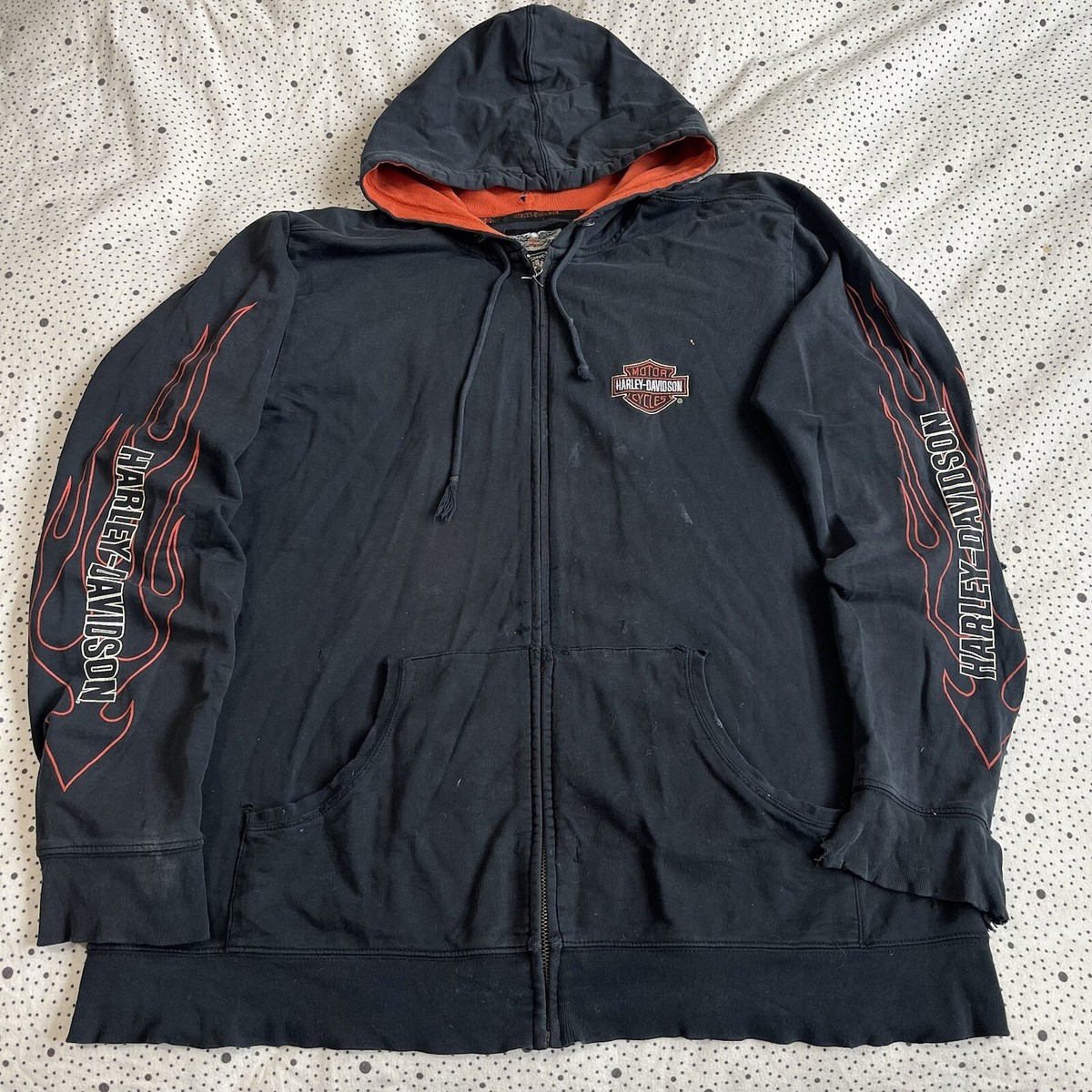 Vintage 2000s Harley Davidson Flame Sleeve Hoodie XL Y2k Vintage 2000s Harley Davidson Flame Sleeve Hoodie XL Y2k
