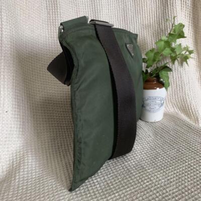 PRADA Nylon Shoulder Bag Auth Moss Green Medium Women Italy 114149