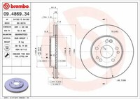 2X Brembo 09.4869.34 Bremsscheibe Vorne FüR MERCEDES-BENZ