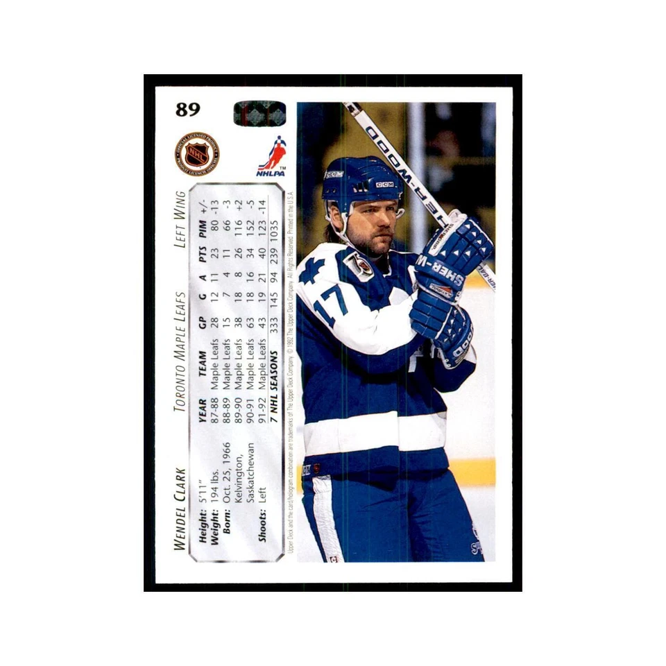 1992 Upper Deck Wendel Clark Hockey Cards #89 - Image 2 of 3