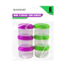 Mini Plastic Storage Containers Clear small boxes Jewellery box Food Pots 6PCS