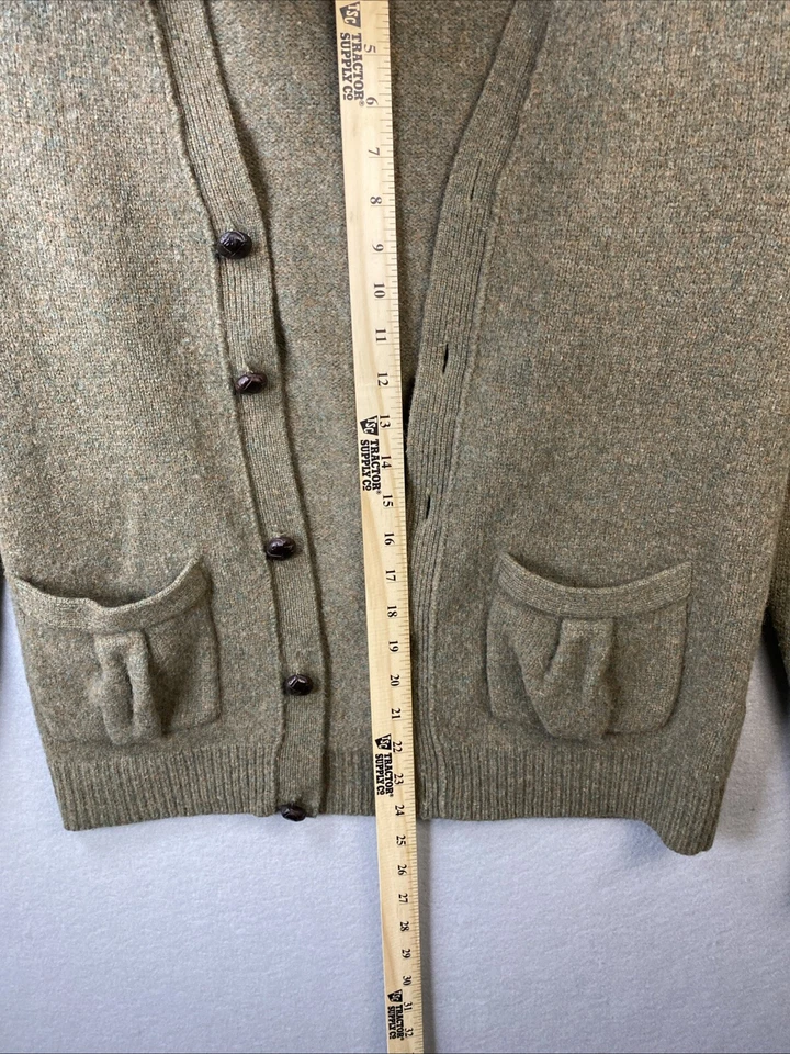 VTG Rugby Ralph Lauren Cardigan Womens M 100% Wool Sweater Suede Elbow Patches - Image 4 of 4