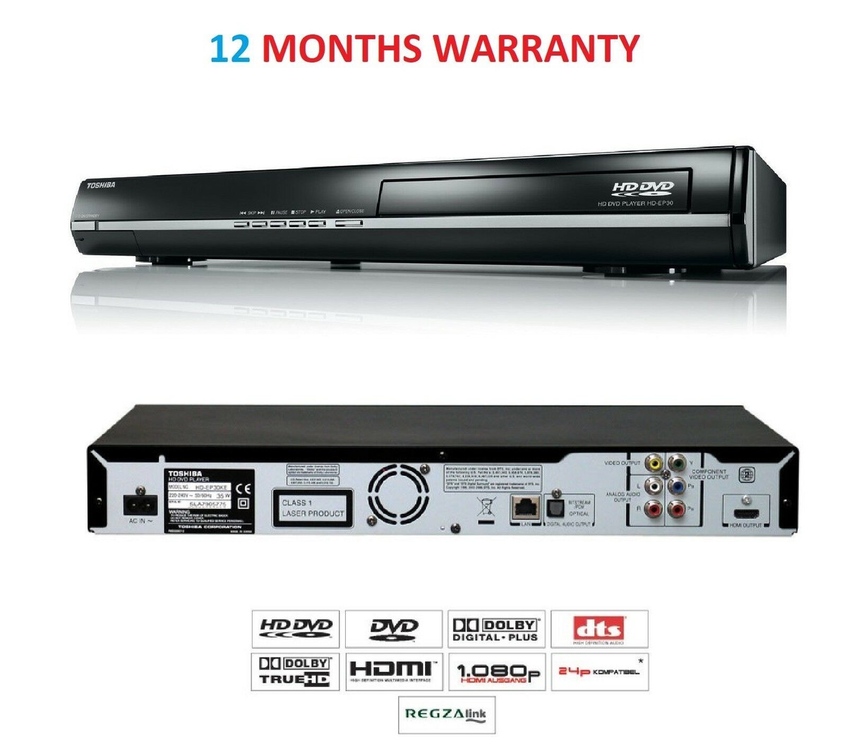 Toshiba HD-EP30 HD-DVD (High Definition) Player USB HDMI