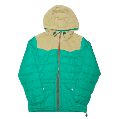 Green Regular Hooded Puffer Jacket Mens 