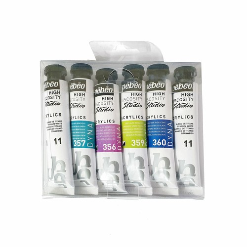 Pebeo Studio Acrylics High Viscosity Paint Dyna Iridescent Set 6 x 20ml