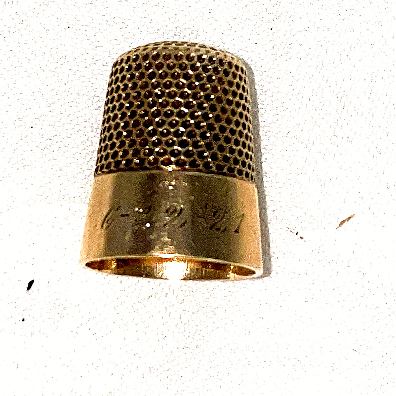 Vintage Yellow Gold Thimble Plain Band Ring #7 Collectible