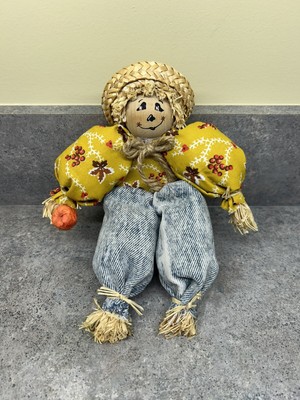 Stuffed Scarecrow Decoration Planter Rim Autumn Fall