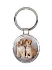 Dogs : Gift Round Keychain Pet Animal Puppy Cute Funny Canine Pets