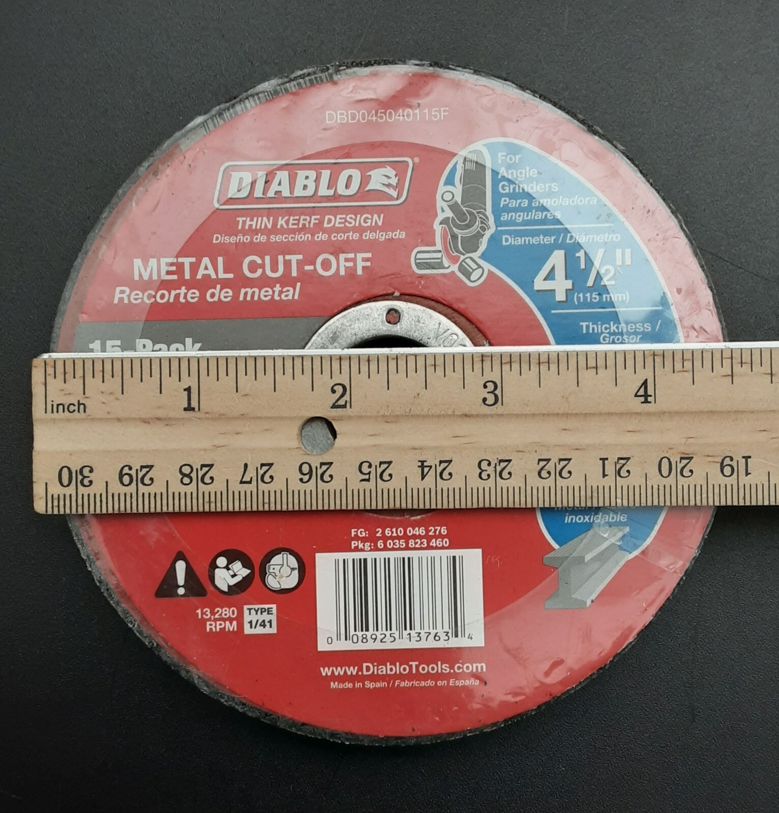 Diablo Metal Cut off Disc Cutting Angle Grinder Thin Kerf 4 1/2 Inch 15