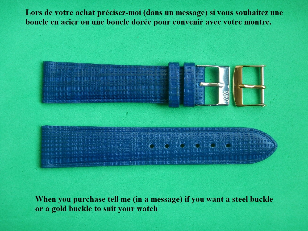 Bracelet montre en cuir véritable tressé bleu 20mm | Élégance artisanale