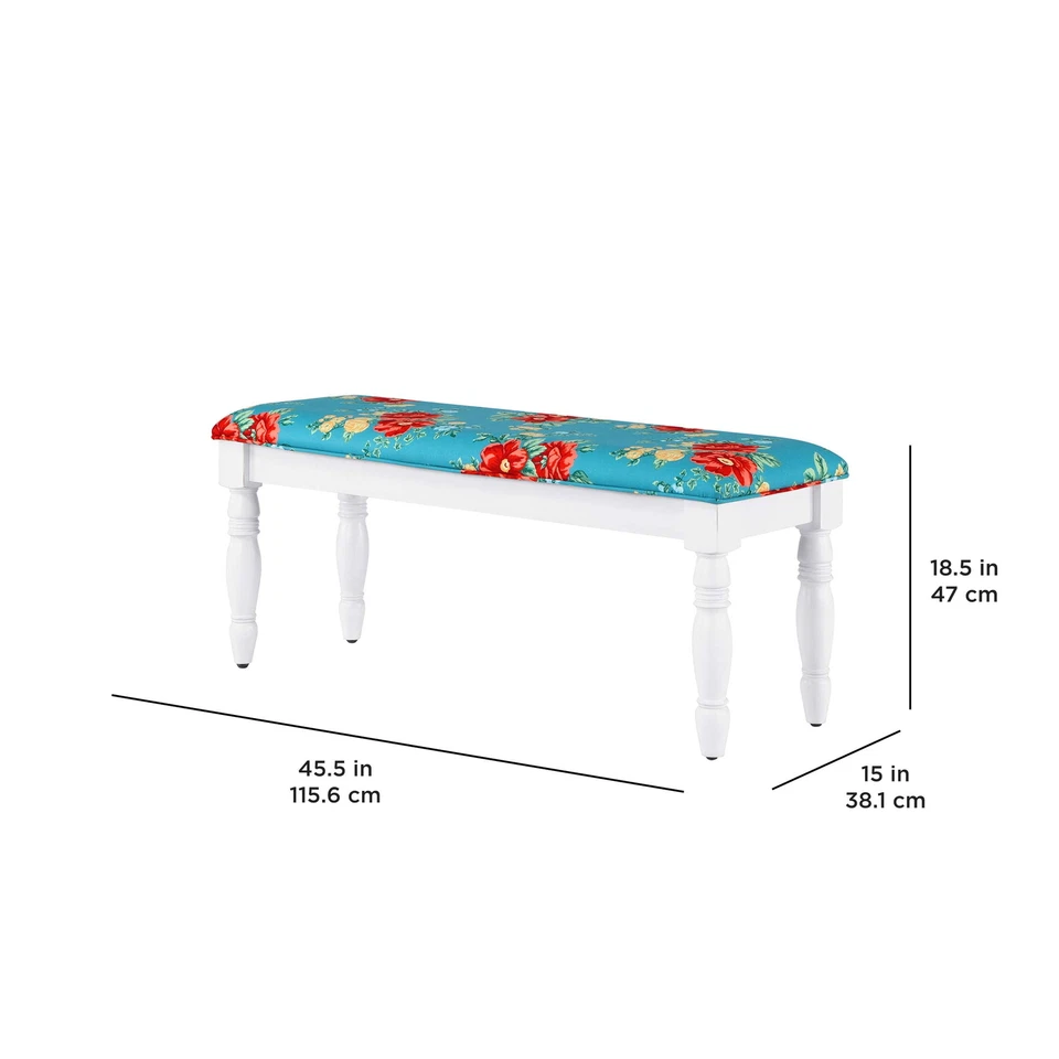 Винтажная обеденная скамья The Pioneer Woman Callie с цветочным рисунком в рамке из цельного дерева - Изображение 4 из 4