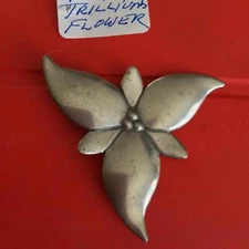 Vintage aluminum trillium flower brooch stunning