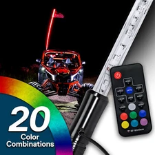 6ft RGB LED Whip Light Antenna Flag Pole for UTV ATV Polaris RZR Can Am
