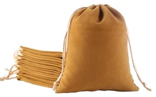 SANSAM Large Velvet Gift Bags with Drawstring, 10pcs 8.0x10.0 Inch Old Gold D...