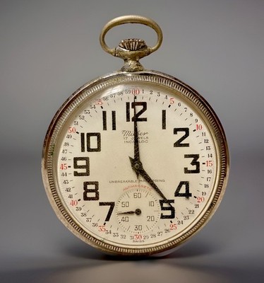 Vintage Milber 17j Incabloc Mechanical Pocket Watch W/Embossed Train Back-Works