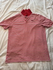 Nike Golf Men  s Polo Size Medium Red and White Stripe Dri-Fit 60msrp