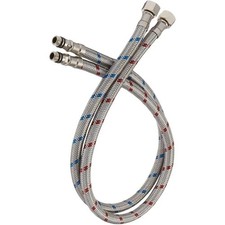 1 Pair 32" Stainless Steel Braided Water Hoses Hot Cold Inlet Pipe Kitchen Sink