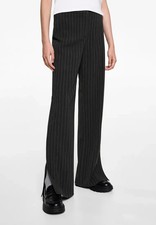 Mango Black Pinstripe Trouser Pants Teen Girl's Large NWT