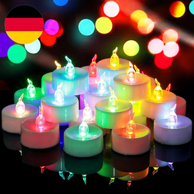 36 Stück Elektrische Teelichter Bunt, Schnell Wechselnd, Batteriebetrieben, Flam
