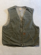 Carhartt Sherpa Lined Rugged Vest Mens XL Army Green Full Zip Workwear V26 ARG
