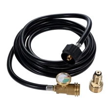 12 Feet Propane Tank Extension Hose W/ Gauge For RV Gas Grill Heater Fire Pit