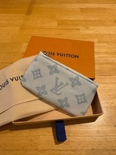 Louis Vuitton canvas card key case Pochette Cure M27674 blue courier Coin Purse