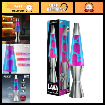 Classic 14.5'' Lava Lamp - Techno Chrome, Pink Lava & Blue Liquid - Liquid Motion