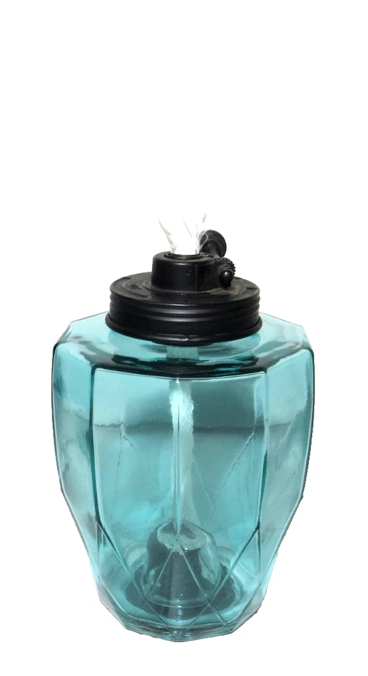 Tiki 手电蓝色玻璃瓶可调节火焰 6-1/4 英寸高 x 4-1/2 宽 — 第 2/4 张图片