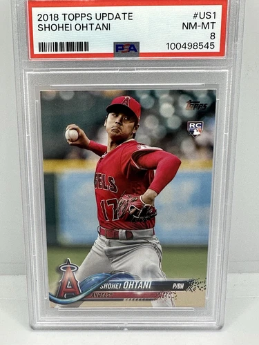 2018 Topps MLB Update Shohei Ohtani RC #US1 Pitching Red Jersey Rookie PSA 8