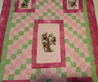 NEW HANDMADE BABY BOY GIRL  CRIB QUILT  THROW  MONKEYS PIECED EMBROIDERED PINK — photo 4