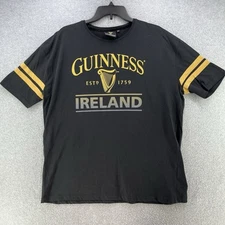Guinness Mens T-Shirt XXL 2XL 'Ireland' Black Short Sleeve Graphic Print Camisa