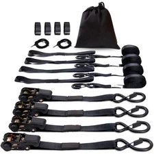 Uimoso 4 Pack 1"x15' Ratchet Tie Down Straps 2200lbs Heavy Duty for Cargo