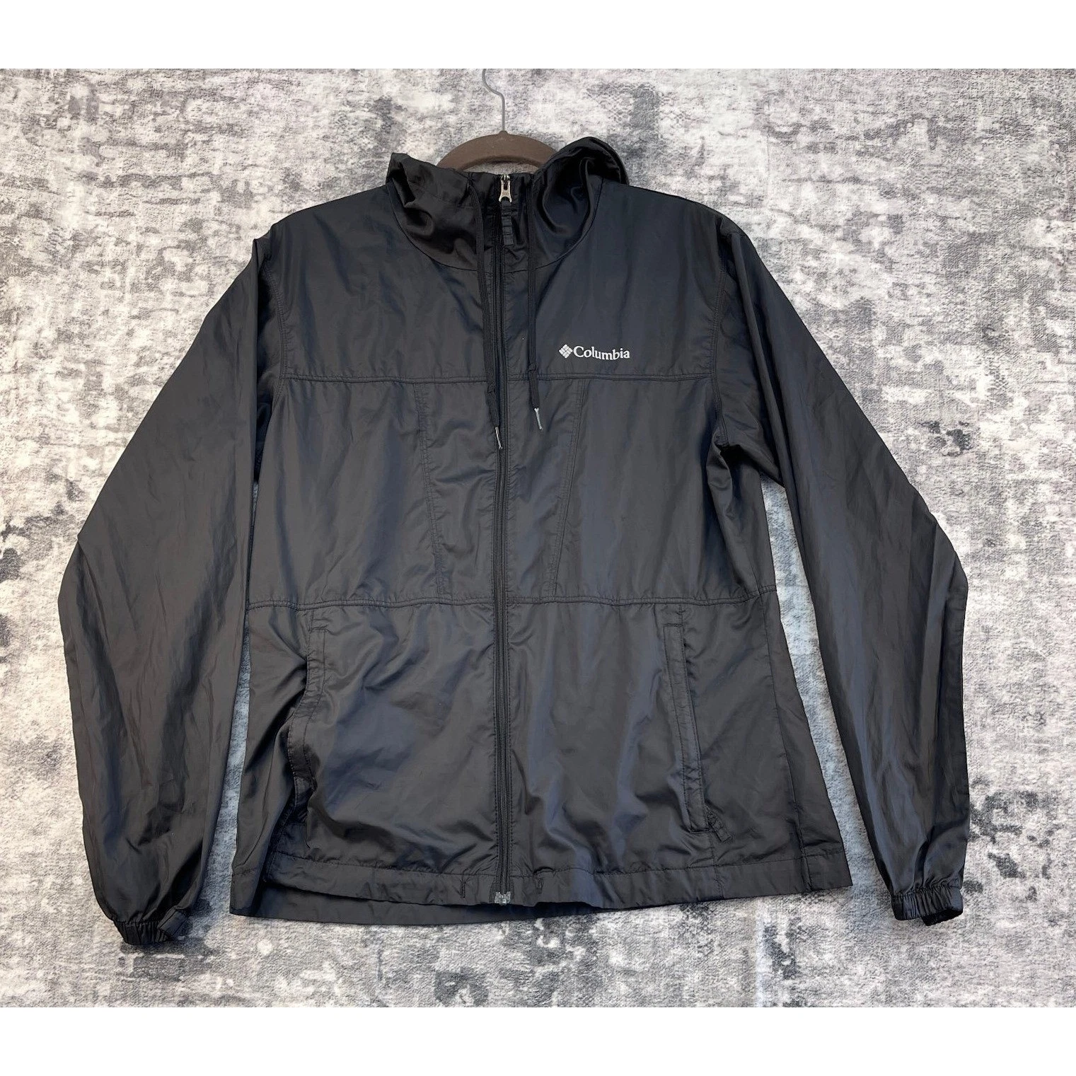 Columbia Sportswear Windbreaker Women S Black Hooded Rain Jacket Hiking NWOT