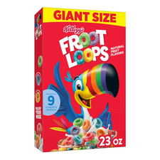 Kellogg  s Froot Loops Breakfast Cereal, Good Source of Fiber, 15g Whole Grain, G