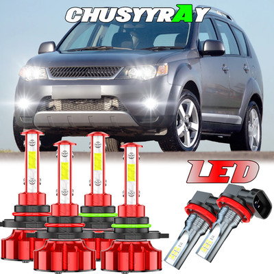 For Mitsubishi Outlander 2007-2013 6PC LED Hi/Lo Headlight Lamp+Fog Light Bulbs