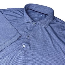 Johnnie-O Performance Polo Mens Large Blue Striped Short Sleeve Stretch Golf