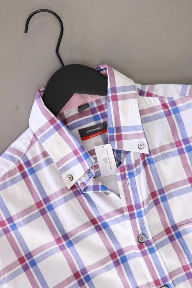 ✨ Eterna camicetta per uomo taglia Hemdgröße 39/40, M, 50 a quadri bianco ✨ - Immagine 3 di 4