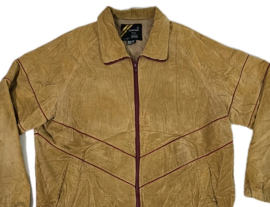 sears 1970's corduroy full zip spring fall driving jacket