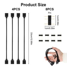 4 Pcs 5V 3-Pin ARGB Extension Cable, ARGB 1-to-1 Female to Female Cable Extensio