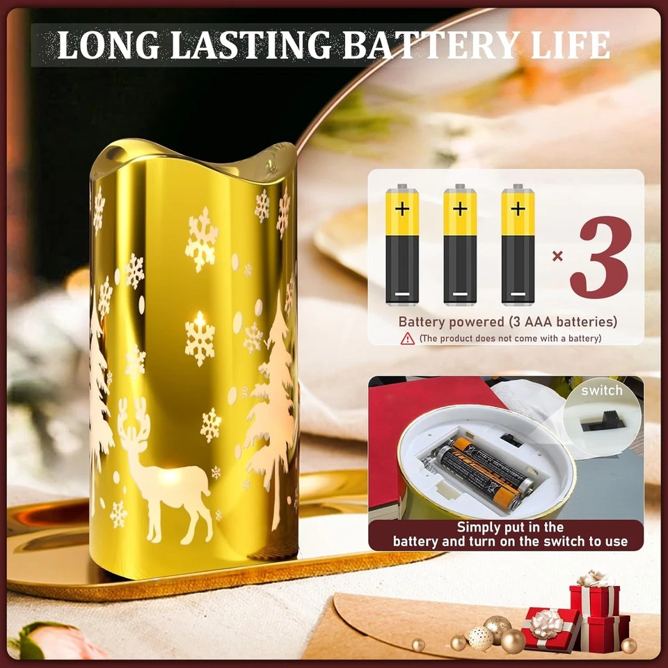 A pilas, pilar LED vela eléctrica parpadeante, velas de imitación - PACK DE 3 Foto 3 de 4