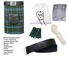 Men's Scottish Traditional Campbell Ancient Tartan 5 Yard Kilt 9 Pcs Kilt Outfit