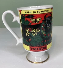 Vintage Taurus Horoscope Footed Smug Mug Royal Crown Arnart Zodiac by Elena Bull