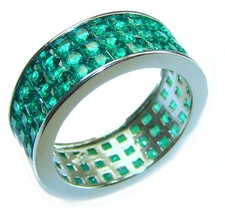 Colombian Emerald 10.2ct Ring 925 Sterling Silver Green Handcrafted Size 6