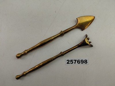 Miniature Rake and Shovel Brass Decorative Vintage Small Tools #257698