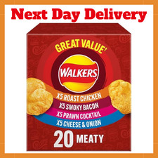 Walkers Meaty Variety Multipack Crisps Box 20x25g, Red