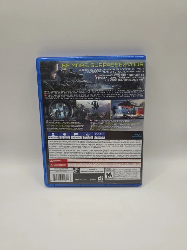 Sniper: Ghost Warrior 3 PS4 (Sony PlayStation 4, 2017) CIB Complete - Image 2 of 4