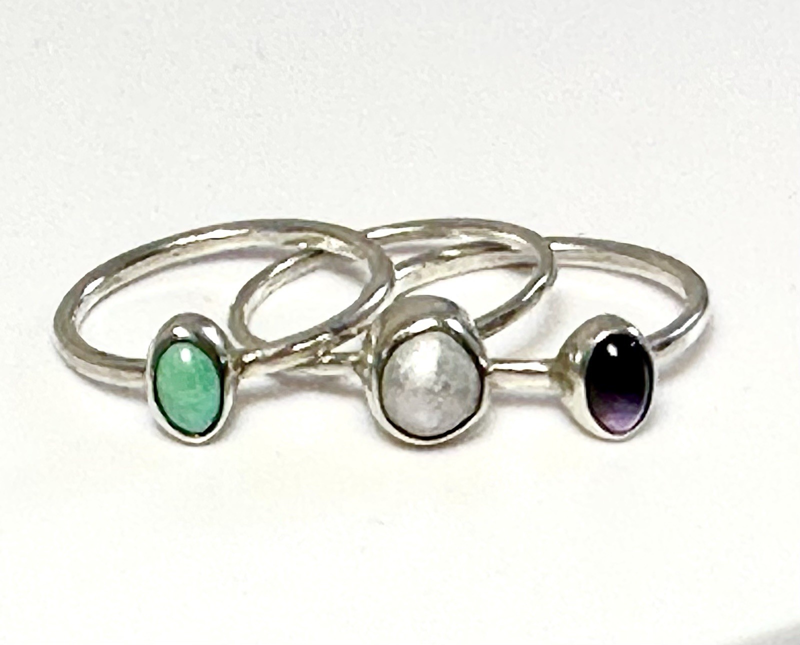 3 Sterling Silver and Stackable Turquoise, Mother… - image 12