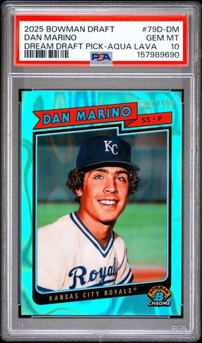 DAN MARINO 2025 Bowman Chrome Dream Draft Pick Aqua Lava Refractor /199 - PSA 10