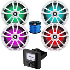 JBL AM/FM Bluetooth Receiver, 4x 6.5" 225 Watt Marine Speakers W/RGB LED, Wire