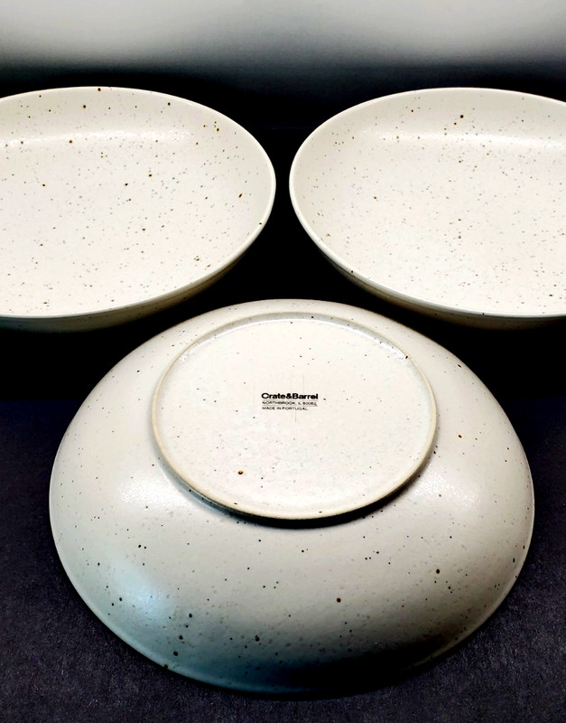 CRATE & BARREL Craft Linen Speckled 10" INDIVIDUAL PASTA BOWLS - Set of 3